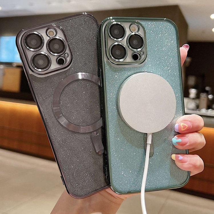 غطاء هاتف TPU مغناطيسي MagSafe مطلي بالكهرباء مع بريق، لأيفون 17e / 16e، لأيفون 17 برو ماكس، لأيفون 17 برو، لأيفون 17، لأيفون إير، لأيفون 16 برو ماكس