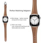 سوار ساعة من الجلد العادي مع إبزيم فراشة، لساعات Apple Watch SE 2023 44mm، وApple Watch SE 2023 40mm، وApple Watch Ultra 2 49mm، وApple Watch Series 9 45mm