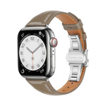 سوار ساعة من الجلد العادي مع إبزيم فراشة، لساعات Apple Watch SE 2023 44mm، وApple Watch SE 2023 40mm، وApple Watch Ultra 2 49mm، وApple Watch Series 9 45mm