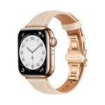 Plain Leather Butterfly Buckle Watch Band, For Apple Watch Series 4 44mm, For Apple Watch Series 4 40mm, For Apple Watch Series 3 38mm, For Apple Watch Series 3 42mm
