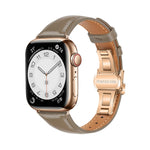 Plain Leather Butterfly Buckle Watch Band, For Apple Watch Series 4 44mm, For Apple Watch Series 4 40mm, For Apple Watch Series 3 38mm, For Apple Watch Series 3 42mm