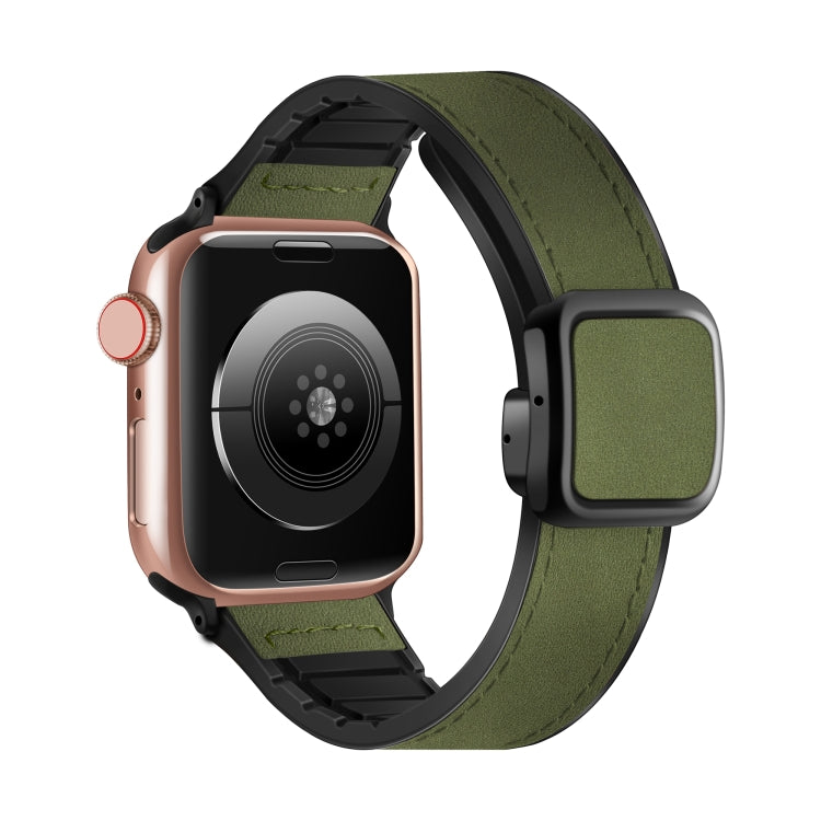 Fold Magnetic Square Buckle PU Silicone Watch Band, For Apple Watch SE 2023 44mm, For Apple Watch SE 2023 40mm, For Apple Watch Ultra 2 49mm, For Apple Watch Series 9 45mm