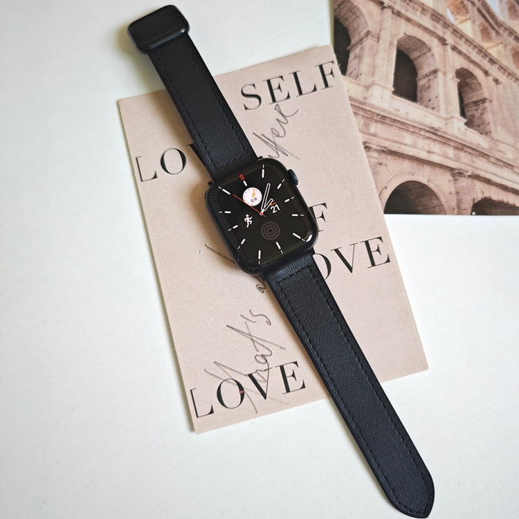 Fold Magnetic Square Buckle PU Silicone Watch Band, For Apple Watch Series 4 44mm, For Apple Watch Series 4 40mm, For Apple Watch Series 3 38mm, For Apple Watch Series 3 42mm