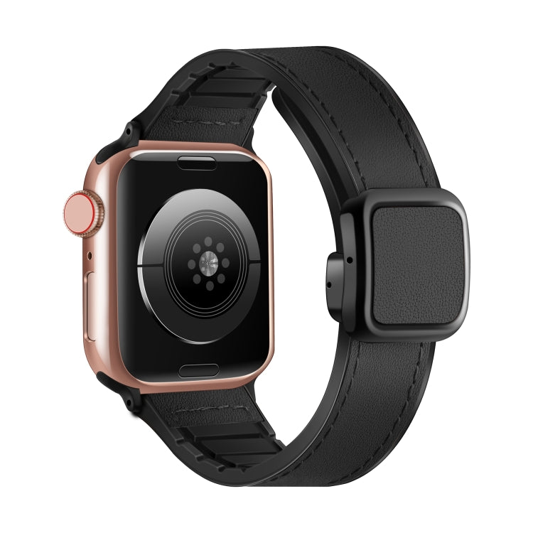 Fold Magnetic Square Buckle PU Silicone Watch Band, For Apple Watch Series 4 44mm, For Apple Watch Series 4 40mm, For Apple Watch Series 3 38mm, For Apple Watch Series 3 42mm