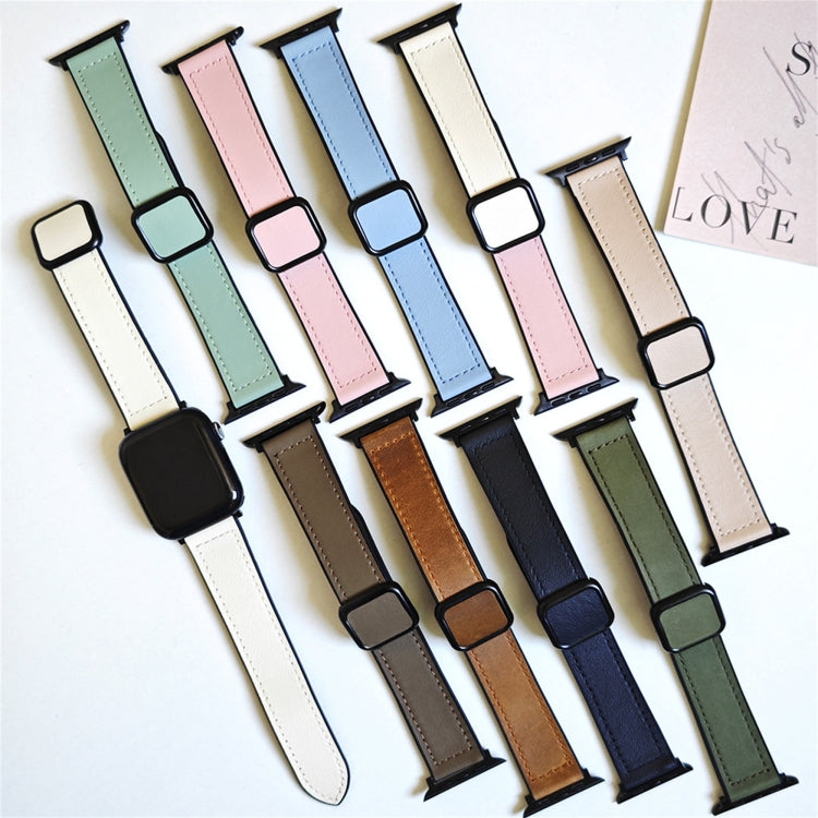 Fold Magnetic Square Buckle PU Silicone Watch Band, For Apple Watch Series 4 44mm, For Apple Watch Series 4 40mm, For Apple Watch Series 3 38mm, For Apple Watch Series 3 42mm