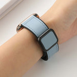 Fold Magnetic Square Buckle PU Silicone Watch Band, For Apple Watch Series 4 44mm, For Apple Watch Series 4 40mm, For Apple Watch Series 3 38mm, For Apple Watch Series 3 42mm