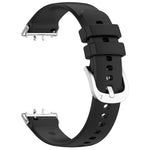 For Samsung Galaxy Fit 3 SM-R390 Metal Connector Liquid Glossy Silicone Watch Band, Black, Orange, Red, Dark Gray, Purple, Starlight, Dark Blue, Green, White, Light Pink