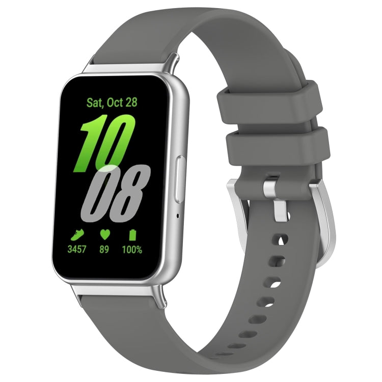 For Samsung Galaxy Fit 3 SM-R390 Metal Connector Liquid Glossy Silicone Watch Band, Black, Orange, Red, Dark Gray, Purple, Starlight, Dark Blue, Green, White, Light Pink