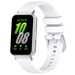 For Samsung Galaxy Fit 3 SM-R390 Metal Connector Liquid Glossy Silicone Watch Band, Black, Orange, Red, Dark Gray, Purple, Starlight, Dark Blue, Green, White, Light Pink
