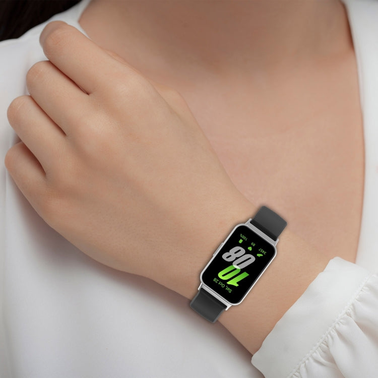 For Samsung Galaxy Fit 3 SM-R390 Metal Connector Liquid Glossy Silicone Watch Band, Black, Orange, Red, Dark Gray, Purple, Starlight, Dark Blue, Green, White, Light Pink