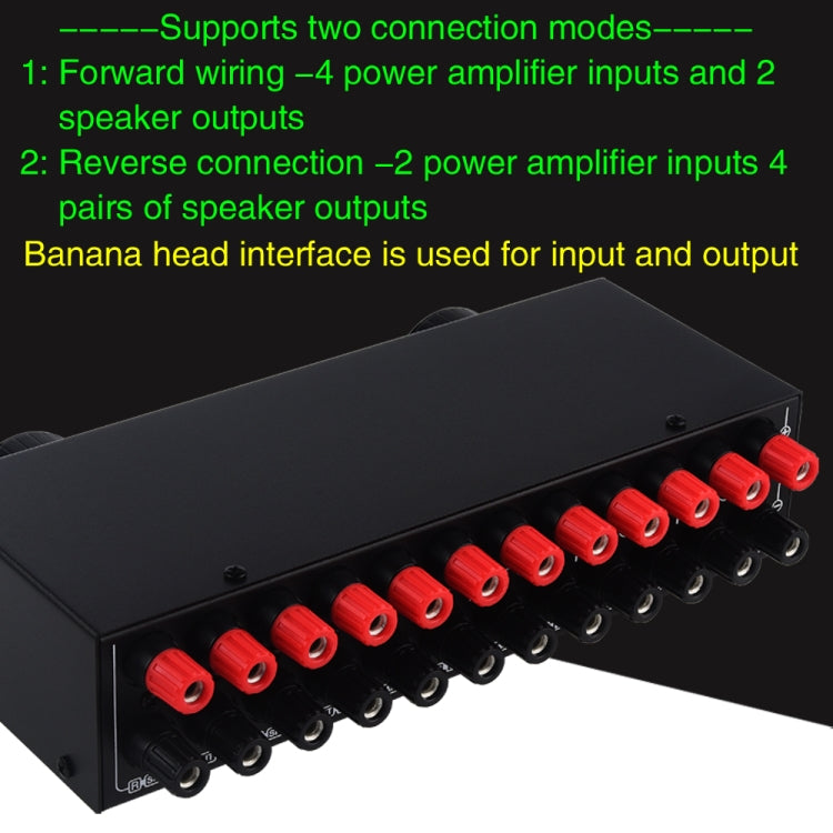 4 Input 2 Output or 2 In 4 Out Power Amplifier Speaker Selector Switcher, 4 Input 2 Output or 2 In 4 Out