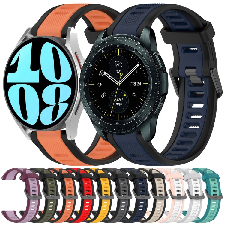 20mm Two Color Textured Silicone Watch Band, For Samsung  Galaxy Watch 4 Classic 42mm, For Samsung Galaxy Watch Active 2 44mm, For Samsung Galaxy Watch Active 2 40mm, For Samsung Galaxy Watch 42mm