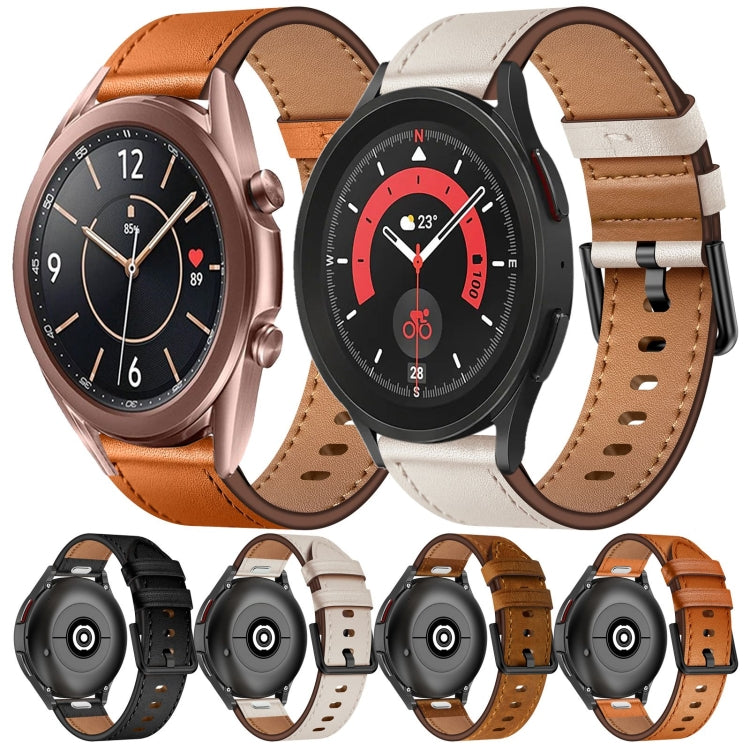 20mm SX Connector Metal Button Switch Leather Watch Band, For Samsung Galaxy Watch 5, For Samsung Galaxy Watch 5 Pro, For Samsung Galaxy Watch 4, For Samsung Galaxy Gear Sport, For Samsung Galaxy Watch 3 41mm, For Samsung Galaxy Watch Active           ...