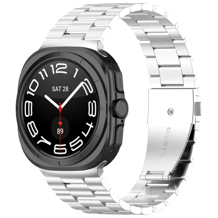 For Galaxy Watch Ultra2 2026 / 2025 / 1 2024 Three Beads Stainless Steel Metal Watch Band, Silver, Black, Gold, Rose Gold