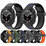 For Samsung Galaxy Watch Ultra 47mm Magnetic Folding Buckle Silicone Leather Watch Band, Black, Gray, Orange, Green, Light Brown, Dark Blue
