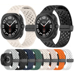 For Galaxy Watch Ultra2 2026 / 2025 / 1 2024 Hole Style Magnetic Folding Buckle Silicone Watch Band, Light Gray, Black, Starlight, Pink, Orange, Dark Blue, Dark Green, White