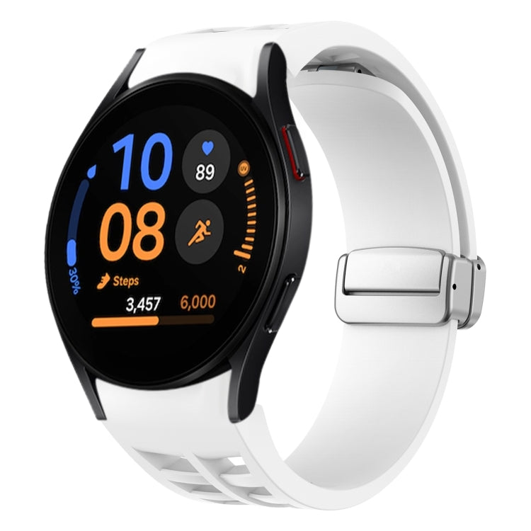 Richard Magnetic Folding Silver Buckle Silicone Watch Band, For Samsung Galaxy Watch FE 40mm, For Sansung Galaxy Watch 5 Pro Golf Edition, For Samsung Galaxy Watch 5 Golf Edition