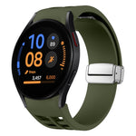 Richard Magnetic Folding Silver Buckle Silicone Watch Band, For Samsung Galaxy Watch FE 40mm, For Sansung Galaxy Watch 5 Pro Golf Edition, For Samsung Galaxy Watch 5 Golf Edition