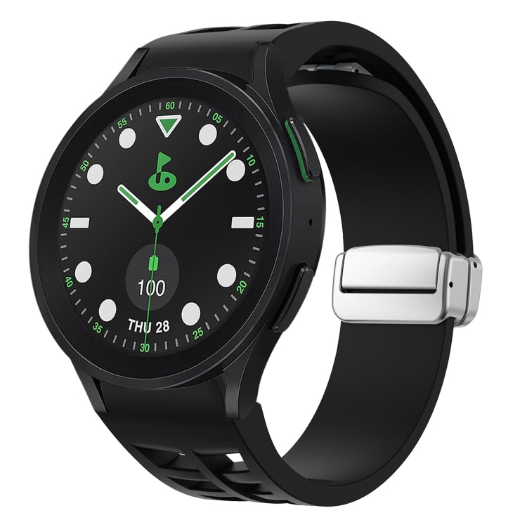 Richard Magnetic Folding Silver Buckle Silicone Watch Band, For Samsung Galaxy Watch FE 40mm, For Sansung Galaxy Watch 5 Pro Golf Edition, For Samsung Galaxy Watch 5 Golf Edition
