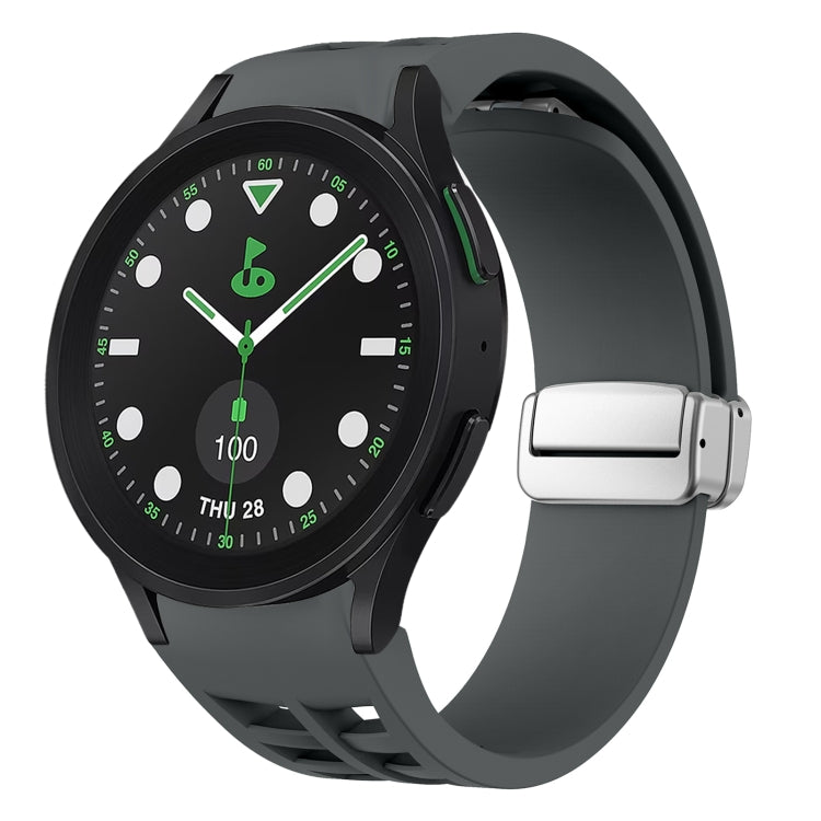 Richard Magnetic Folding Silver Buckle Silicone Watch Band, For Samsung Galaxy Watch FE 40mm, For Sansung Galaxy Watch 5 Pro Golf Edition, For Samsung Galaxy Watch 5 Golf Edition