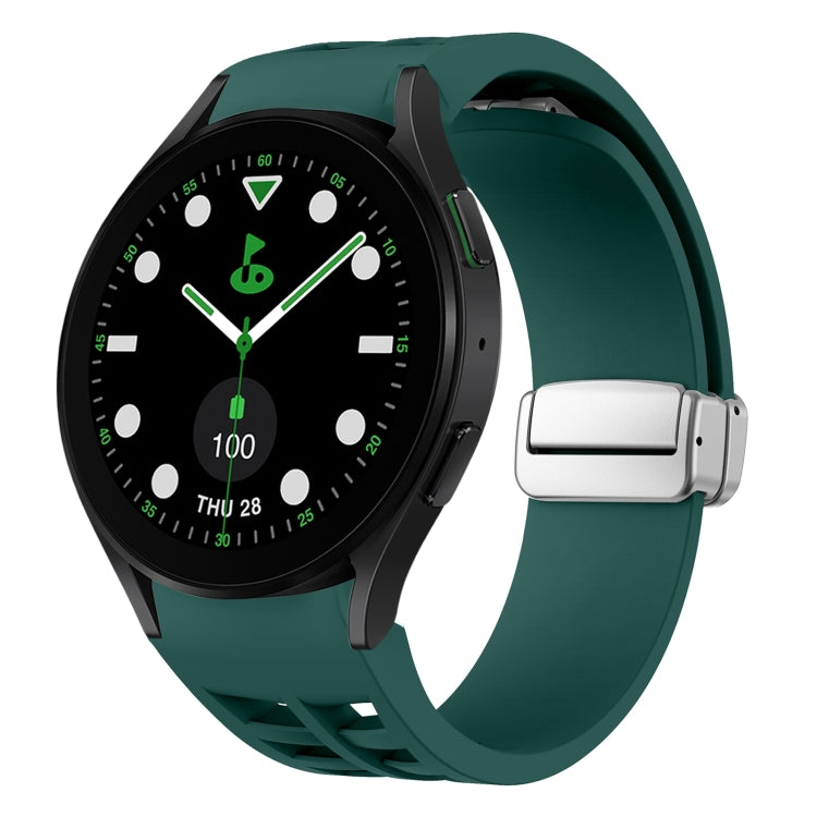 Richard Magnetic Folding Silver Buckle Silicone Watch Band, For Samsung Galaxy Watch FE 40mm, For Sansung Galaxy Watch 5 Pro Golf Edition, For Samsung Galaxy Watch 5 Golf Edition