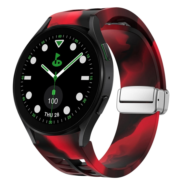 Richard Magnetic Folding Silver Buckle Silicone Watch Band, For Samsung Galaxy Watch FE 40mm, For Sansung Galaxy Watch 5 Pro Golf Edition, For Samsung Galaxy Watch 5 Golf Edition