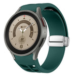 Richard Magnetic Folding Silver Buckle Silicone Watch Band, For Sansung Galaxy Watch 5 Pro 45mm, For Samsung Galaxy Watch 7 40 / 44mm, For Samsung Galaxy Watch 6 Classic 43 / 47mm