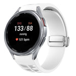 Richard Magnetic Folding Silver Buckle Silicone Watch Band, For Sansung Galaxy Watch 5 Pro 45mm, For Samsung Galaxy Watch 7 40 / 44mm, For Samsung Galaxy Watch 6 Classic 43 / 47mm