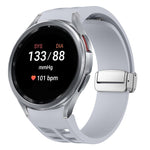 Richard Magnetic Folding Silver Buckle Silicone Watch Band, For Sansung Galaxy Watch 5 Pro 45mm, For Samsung Galaxy Watch 7 40 / 44mm, For Samsung Galaxy Watch 6 Classic 43 / 47mm
