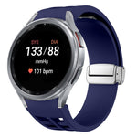 Richard Magnetic Folding Silver Buckle Silicone Watch Band, For Sansung Galaxy Watch 5 Pro 45mm, For Samsung Galaxy Watch 7 40 / 44mm, For Samsung Galaxy Watch 6 Classic 43 / 47mm