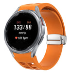 Richard Magnetic Folding Silver Buckle Silicone Watch Band, For Sansung Galaxy Watch 5 Pro 45mm, For Samsung Galaxy Watch 7 40 / 44mm, For Samsung Galaxy Watch 6 Classic 43 / 47mm