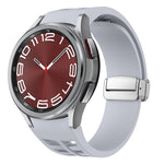 Richard Magnetic Folding Silver Buckle Silicone Watch Band, For Sansung Galaxy Watch 5 Pro 45mm, For Samsung Galaxy Watch 7 40 / 44mm, For Samsung Galaxy Watch 6 Classic 43 / 47mm