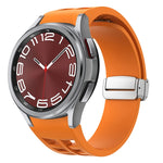 Richard Magnetic Folding Silver Buckle Silicone Watch Band, For Sansung Galaxy Watch 5 Pro 45mm, For Samsung Galaxy Watch 7 40 / 44mm, For Samsung Galaxy Watch 6 Classic 43 / 47mm