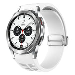 Richard Magnetic Folding Silver Buckle Silicone Watch Band, For Samsung Galaxy Watch 4 Classic 42 / 46mm