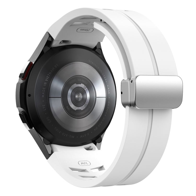 Richard Magnetic Folding Silver Buckle Silicone Watch Band, For Samsung Galaxy Watch 4 Classic 42 / 46mm