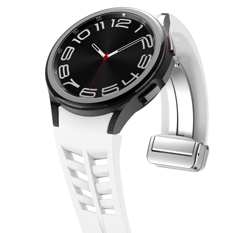 Richard Magnetic Folding Silver Buckle Silicone Watch Band, For Samsung Galaxy Watch 4 Classic 42 / 46mm