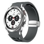 Richard Magnetic Folding Silver Buckle Silicone Watch Band, For Samsung Galaxy Watch 4 Classic 42 / 46mm