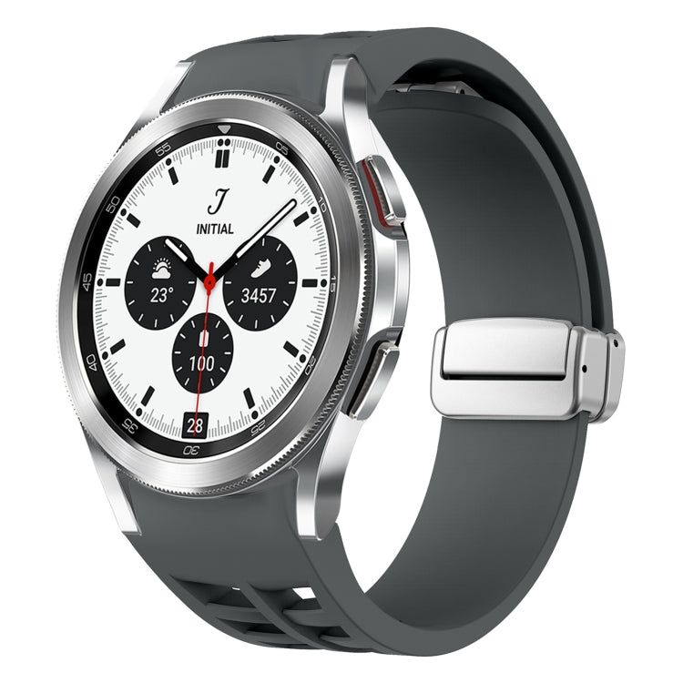 Richard Magnetic Folding Silver Buckle Silicone Watch Band, For Samsung Galaxy Watch 4 Classic 42 / 46mm