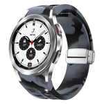 Richard Magnetic Folding Silver Buckle Silicone Watch Band, For Samsung Galaxy Watch 4 Classic 42 / 46mm