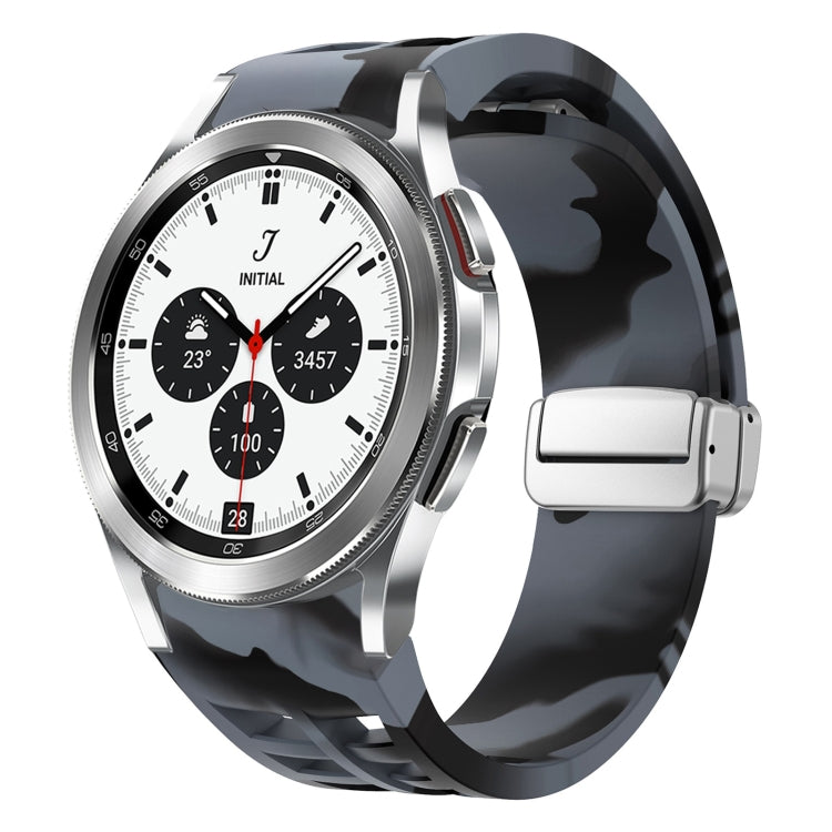 Richard Magnetic Folding Silver Buckle Silicone Watch Band, For Samsung Galaxy Watch 4 Classic 42 / 46mm