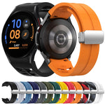 Richard Magnetic Folding Silver Buckle Silicone Watch Band, For Samsung Galaxy Watch 4 Classic 42 / 46mm