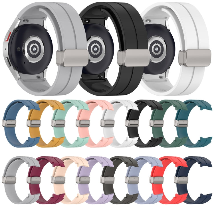 Magnetic Folding Silver Buckle Silicone Watch Band, For Samsung Galaxy Watch FE 40mm, For Samsung Galaxy Watch7 40 / 44mm