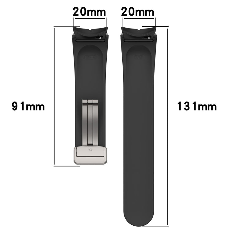 Magnetic Folding Silver Buckle Silicone Watch Band, For Samsung Galaxy Watch FE 40mm, For Samsung Galaxy Watch7 40 / 44mm