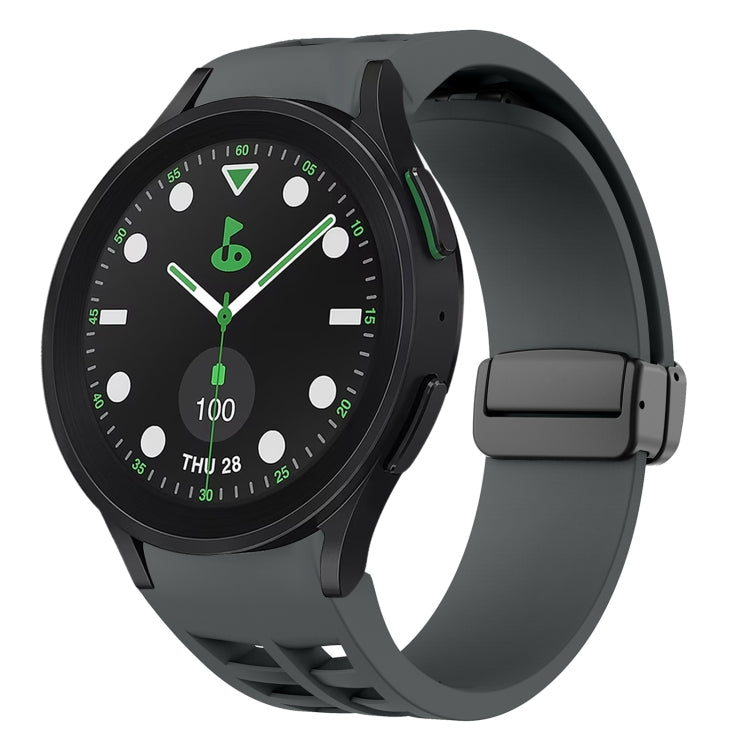 Richard Magnetic Folding Black Buckle Silicone Watch Band, For Samsung Galaxy Watch 6 40 / 44mm, For Sansung Galaxy Watch 5 Pro Golf Edition, For Samsung Galaxy Watch 5 Golf Edition