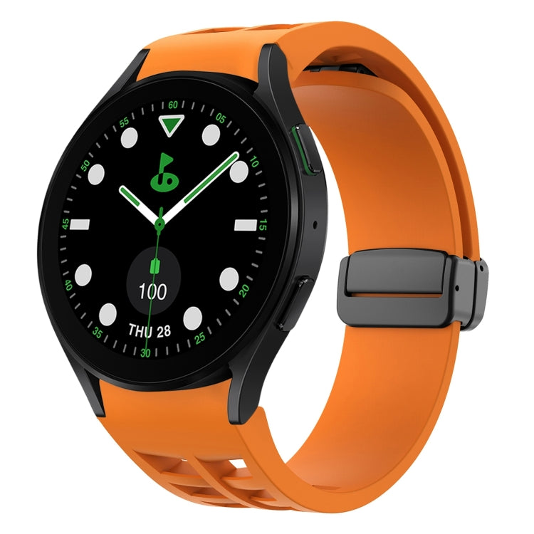 Richard Magnetic Folding Black Buckle Silicone Watch Band, For Samsung Galaxy Watch 6 40 / 44mm, For Sansung Galaxy Watch 5 Pro Golf Edition, For Samsung Galaxy Watch 5 Golf Edition