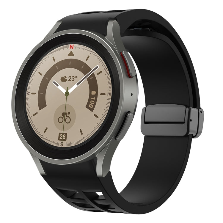 Richard Magnetic Folding Black Buckle Silicone Watch Band, For Samsung Galaxy Watch 5 40 / 44mm, For Sansung Galaxy Watch 5 Pro 45mm, Fou Samsung Galaxy Watch 4 40 / 44mm