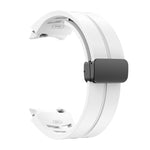 Richard Magnetic Folding Black Buckle Silicone Watch Band, For Samsung Galaxy Watch 4 classic 42 / 46mm