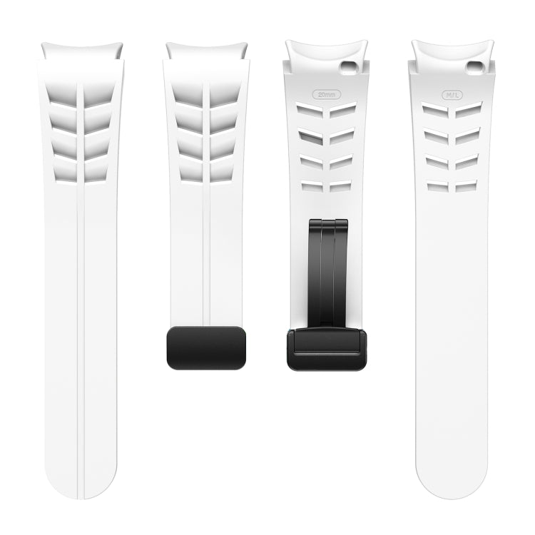 Richard Magnetic Folding Black Buckle Silicone Watch Band, For Samsung Galaxy Watch 4 classic 42 / 46mm