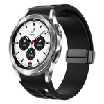 Richard Magnetic Folding Black Buckle Silicone Watch Band, For Samsung Galaxy Watch 4 classic 42 / 46mm