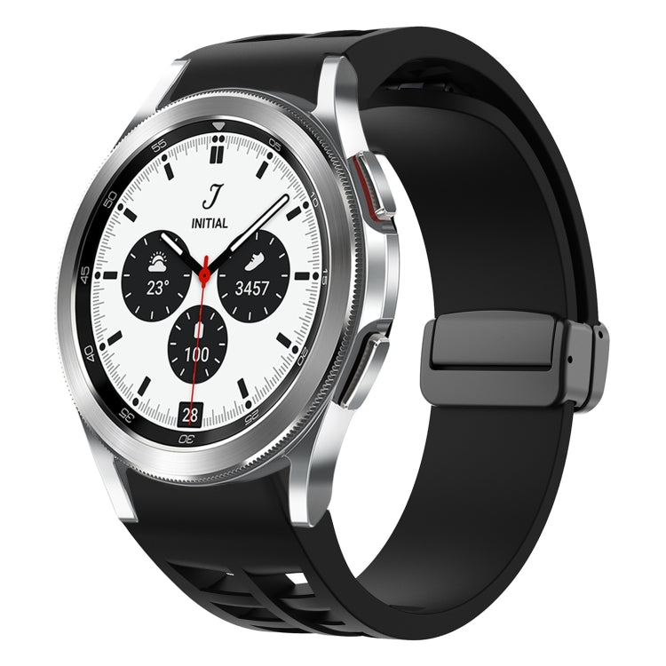 Richard Magnetic Folding Black Buckle Silicone Watch Band, For Samsung Galaxy Watch 4 classic 42 / 46mm
